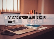 宁波北仑短期应急借款1000元