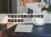 宁波北仑短期小额30天短期应急借款