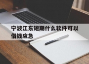 宁波江东短期什么软件可以借钱应急