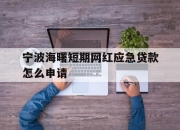 宁波海曙短期网红应急贷款怎么申请