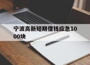 宁波高新短期借钱应急1000块