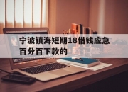宁波镇海短期18借钱应急百分百下款的