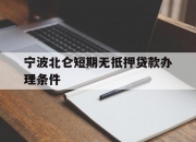 宁波北仑短期无抵押贷款办理条件