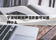 宁波短期抵押贷款都可以抵押什么