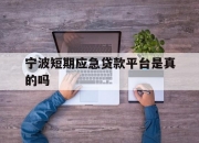 宁波短期应急贷款平台是真的吗