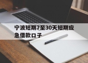 宁波短期7至30天短期应急借款口子