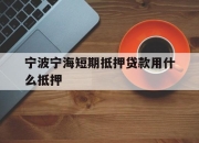 宁波宁海短期抵押贷款用什么抵押