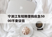 宁波江东短期借钱应急5000不查征信