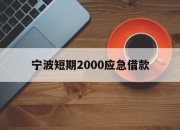 宁波短期2000应急借款