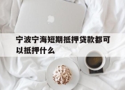 宁波宁海短期抵押贷款都可以抵押什么