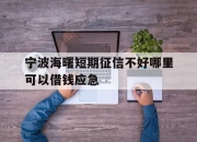 宁波海曙短期征信不好哪里可以借钱应急