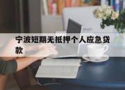 宁波短期无抵押个人应急贷款