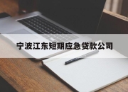 宁波江东短期应急贷款公司