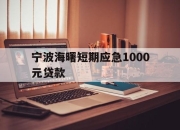 宁波海曙短期应急1000元贷款