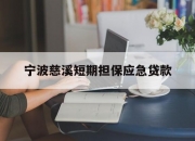 宁波慈溪短期担保应急贷款