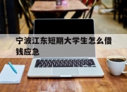 宁波江东短期大学生怎么借钱应急