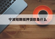 宁波短期抵押贷款是什么