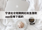 宁波北仑短期网红应急借款app在哪下载的