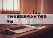 宁波海曙短期应急必下借款平台