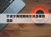 宁波宁海短期哈尔滨急用钱贷款