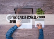 宁波短期贷款应急2000取用
