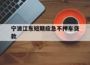 宁波江东短期应急不押车贷款