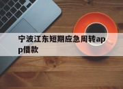 宁波江东短期应急周转app借款