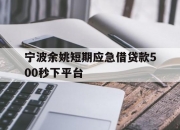 宁波余姚短期应急借贷款500秒下平台