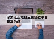 宁波江东短期应急贷款平台是真的吗