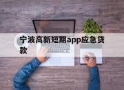 宁波高新短期app应急贷款