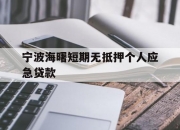 宁波海曙短期无抵押个人应急贷款