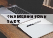 宁波高新短期无抵押贷款有什么要求