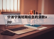 宁波宁海短期应急的贷款app