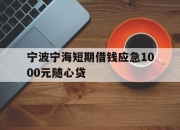 宁波宁海短期借钱应急1000元随心贷