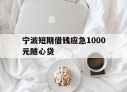 宁波短期借钱应急1000元随心贷