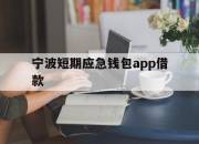 宁波短期应急钱包app借款