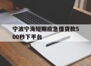 宁波宁海短期应急借贷款500秒下平台