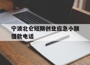 宁波北仑短期创业应急小额借款电话