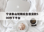 宁波象山短期应急借贷款500秒下平台