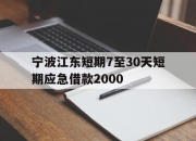 宁波江东短期7至30天短期应急借款2000