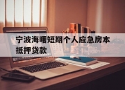 宁波海曙短期个人应急房本抵押贷款