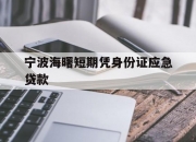 宁波海曙短期凭身份证应急贷款