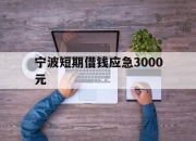 宁波短期借钱应急3000元