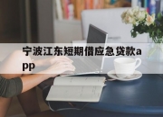 宁波江东短期借应急贷款app