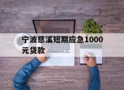 宁波慈溪短期应急1000元贷款