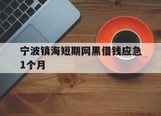 宁波镇海短期网黑借钱应急1个月