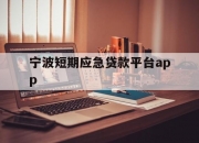 宁波短期应急贷款平台app