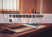 宁波短期借钱应急3000快