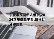 宁波市民间私人借贷,2024正规借款平台,最快1分钟到账